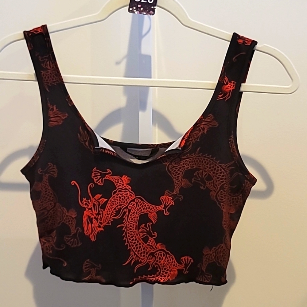 SHEIN | Dragon Print Crop Top | S